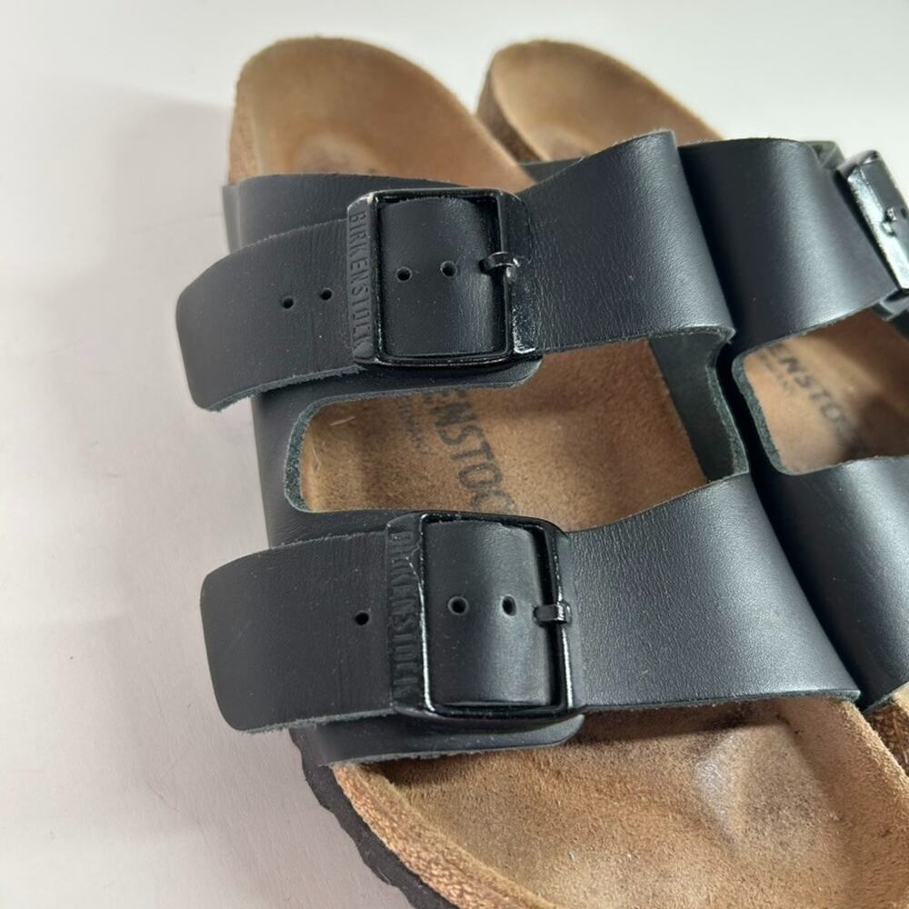 Birkenstock Arizona Black Leather Black Buckle Sandal Women's 7 EU 37 - Picture 4 of 13